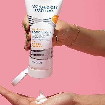 Seaweed Bath Co. Hydrate Body Cream, Citrus Vanilla Scent, 6 Ounce, Nourishing Hand