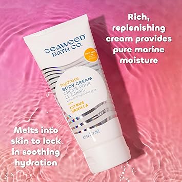 Seaweed Bath Co. Hydrate Body Cream, Citrus Vanilla Scent, 6 Ounce, Nourishing Hand