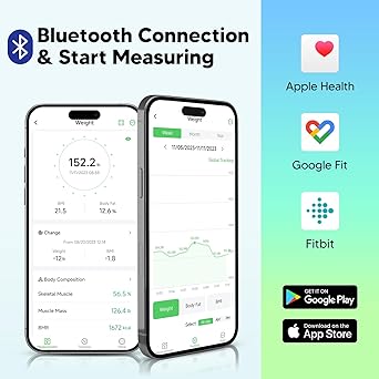 Arboleaf Smart Scale With BMI, Body Fat, Muscle Mass, 14 Composition Metrics, Large LED Display